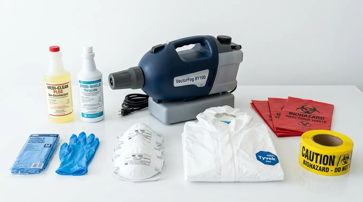 Professional biohazard remediation crew working in Addison